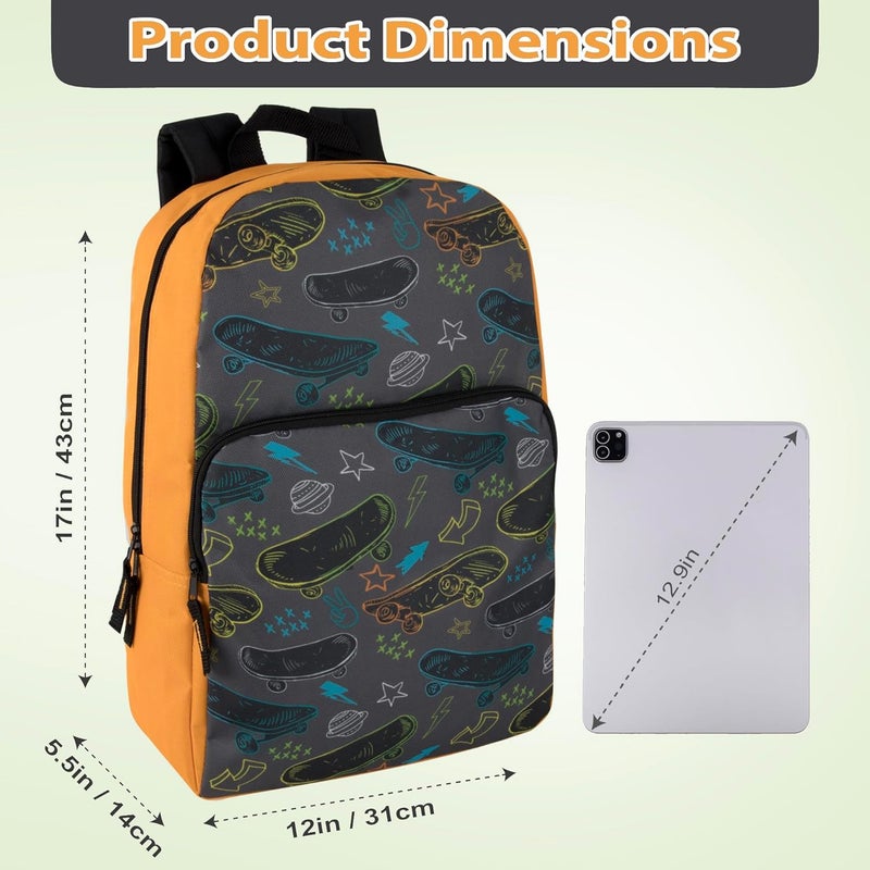 Trailmaker Fun School Backpack for Elementary Middle School Girls and Boys | 17 Inch Printed Backpacks for School Kids, Travel (Fun at the Skatepark) - Image 4